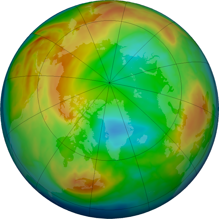 Arctic ozone map for 19 January 2016